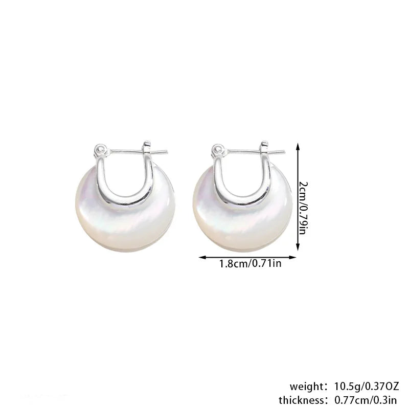 Luxury Pearl Shell Earring Ring Brooch Jewelry Set, Natural Stone Ring & Flower Earring,Women's Elegant Clothing Decoration Gift
