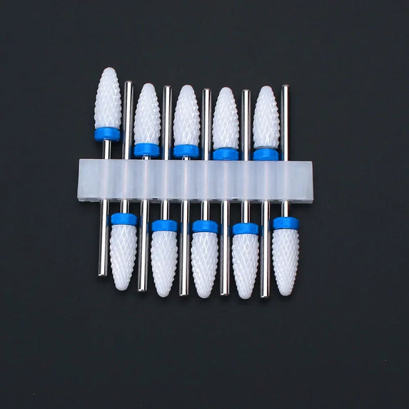 10pcs Ceramic Nail Drill Bits Set Milling Cutter for Manicure Drills Electric Nail Files Cuticle Remove Nail File Art Tools