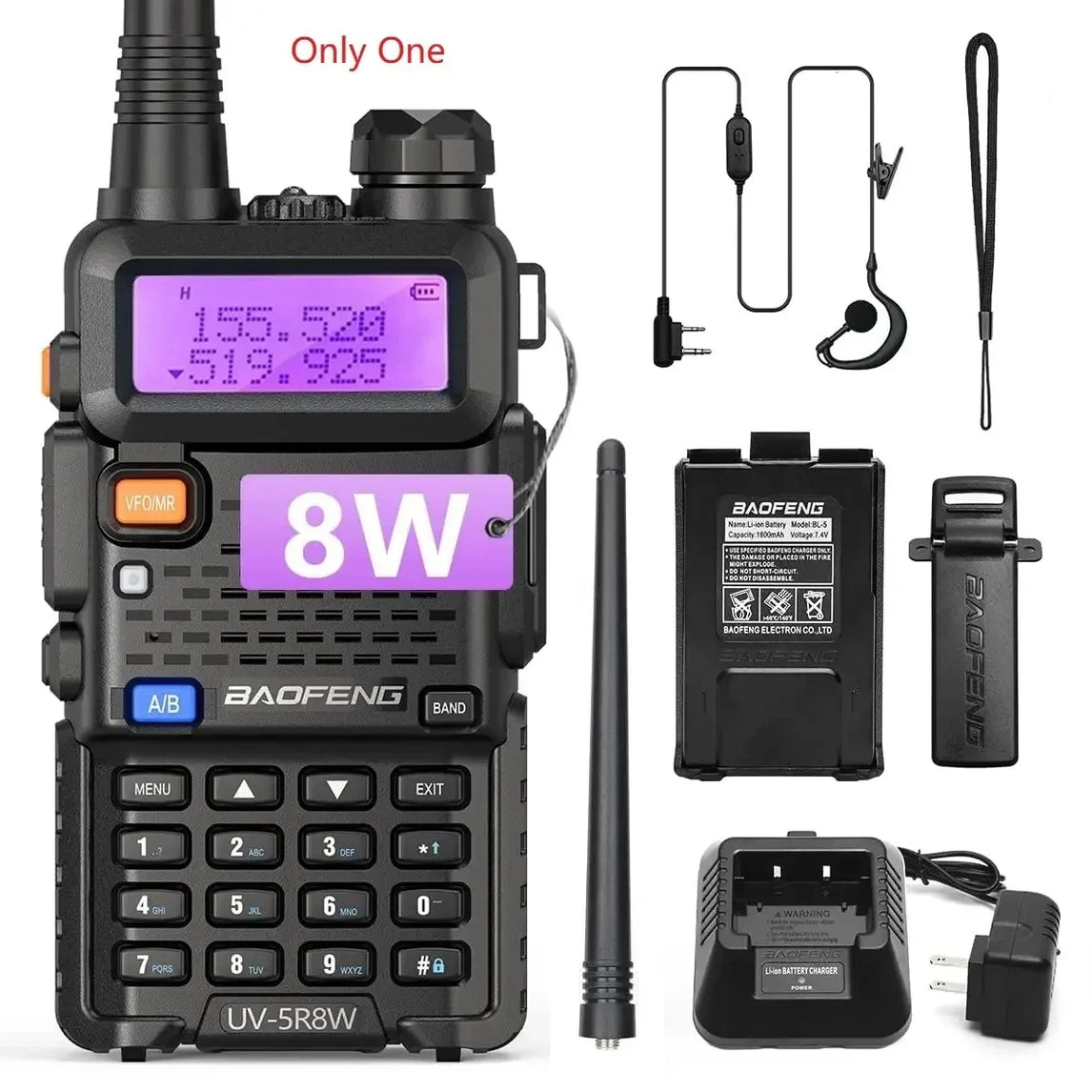 1/2PCS BaoFeng UV-5R 8W Tri-Power Walkie Talkie High Power Dual Band Long Range 128 CH Portable Handheld UV 5R Ham Two Way Radio