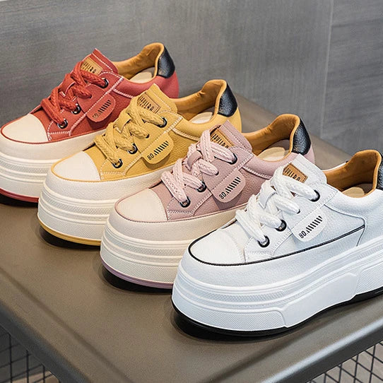 Fujin 9cm Cow Suede Genuine Leather Women Vulcanized Shoes Platform Wedge Skate Boarding High Brand Heels Casual Summer Shoes
