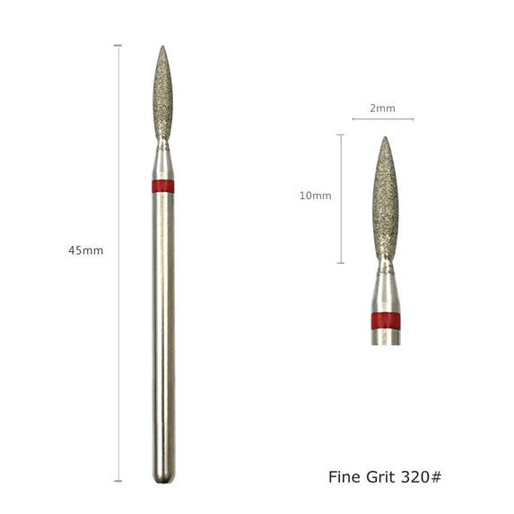 HYTOOS Fine Diamond Nail Drill Bits Flame Shape Russian Mills Cuticle Clean Burr Electric Manicure Drills Nails Accessories