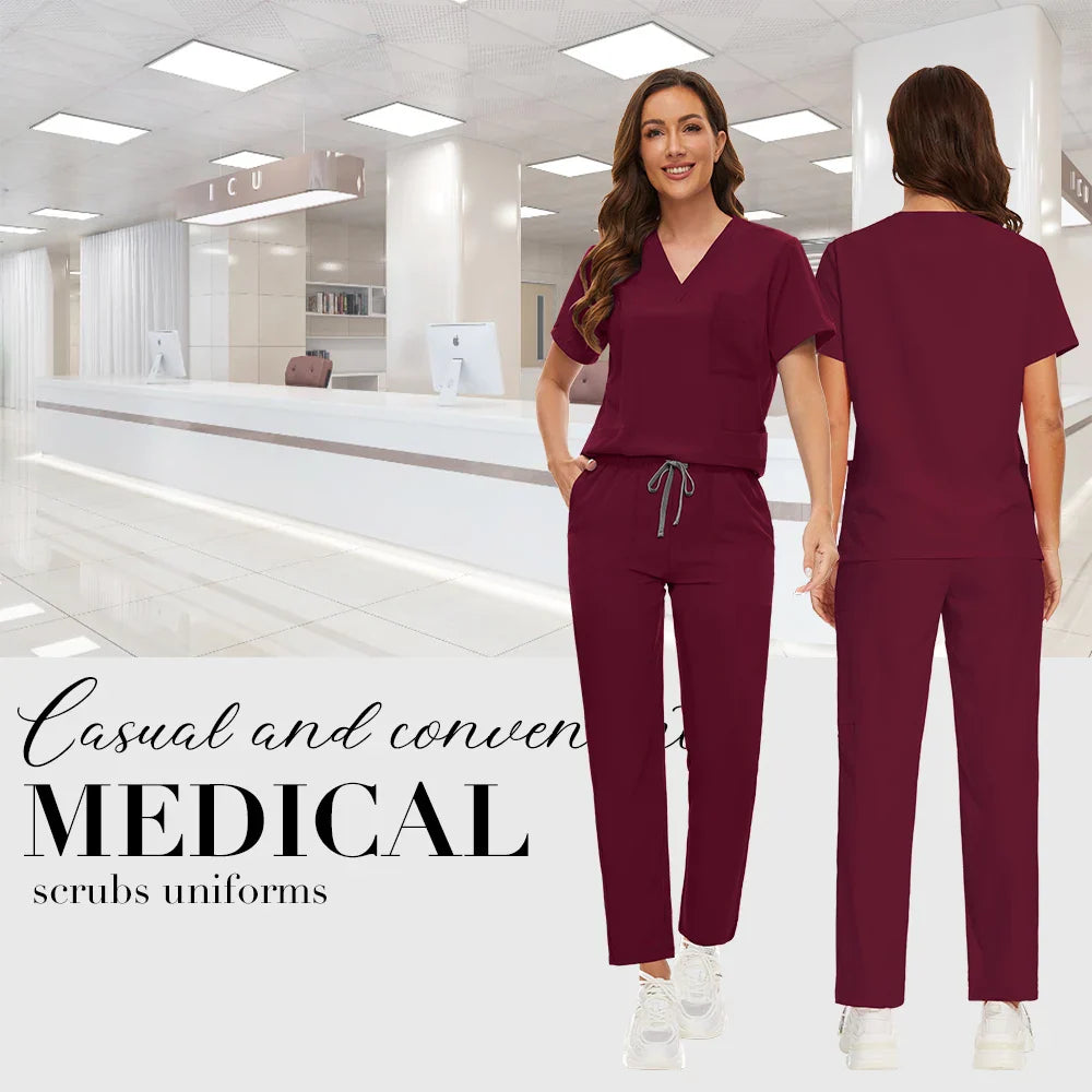 Anti Wrinkle Washable Soft Hospital Uniform Hot Sale Pet Vet Nurse Scrub Set Women Medical Scrubs Sets Women Medical Accessories