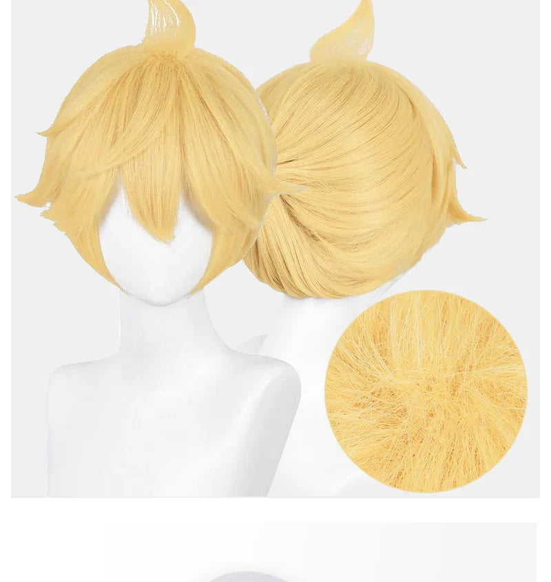 UWOWO Kagaminee Rin/Len Cosplay with Ears Collab Series: Kagaminee Rin Len Cosplay Top Shorts Costumes Cosplay Outfit