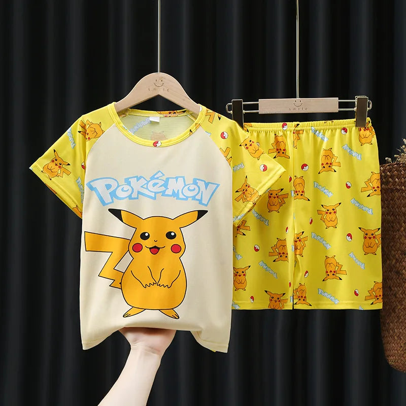 Fashion Kids Clothes Boys Girls Sets Cartoon Home Clothing Set Comfortable Pajamas T-shirt Shorts Suit