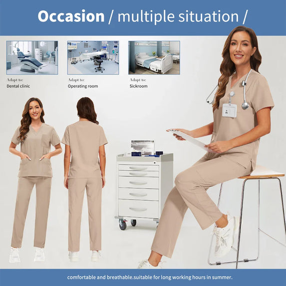 Anti Wrinkle Washable Soft Hospital Uniform Hot Sale Pet Vet Nurse Scrub Set Women Medical Scrubs Sets Women Medical Accessories