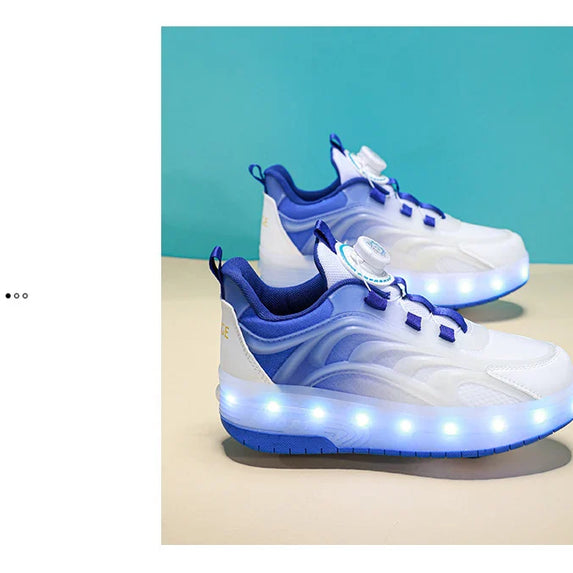Two Wheels Children's Led Light Roller Skate Shoes For Kids Boys Girls Glowing Sports Luminous Sneakers Skateboard USB Charging