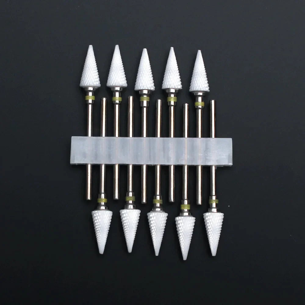10pcs Ceramic Nail Drill Bits Set Milling Cutter for Manicure Drills Electric Nail Files Cuticle Remove Nail File Art Tools