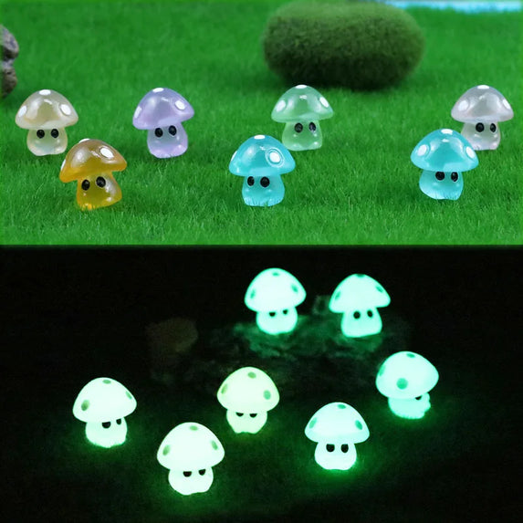 5-20PCS Mini Mushroom Elf Moss Microlandscape Decoration Miniature Luminous Mushrooms Fairy Garden Accessories Home DIY Decor