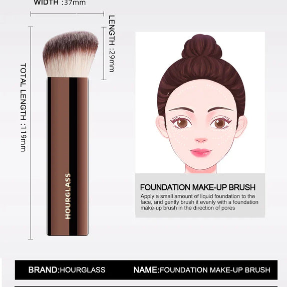 Hourglass Makeup Brush- No.20 Vanish Seamless Finish Foundation Brush Soft Fiber Hair Fashion Design Single Face Brush