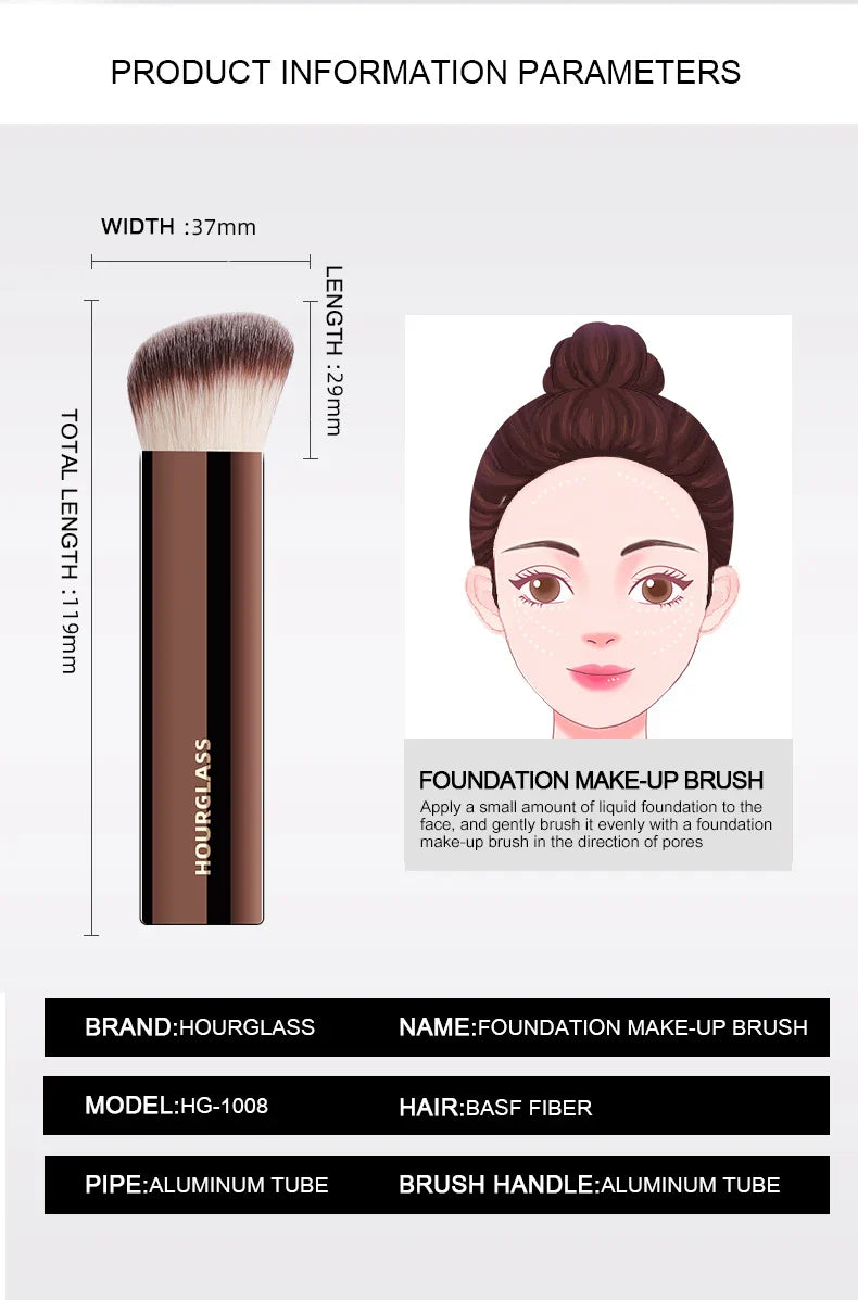 Hourglass Makeup Brush- No.20 Vanish Seamless Finish Foundation Brush Soft Fiber Hair Fashion Design Single Face Brush
