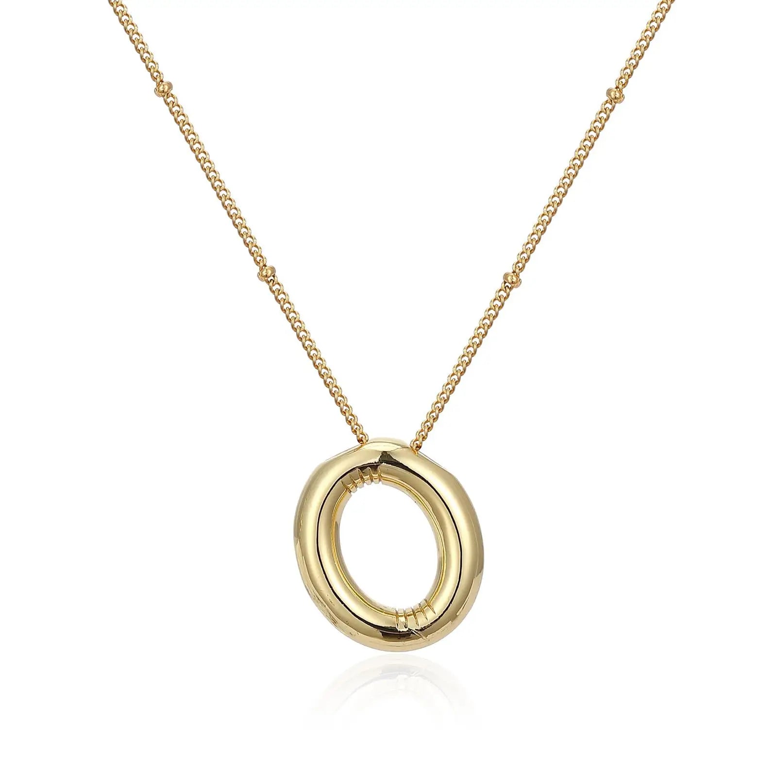 LATS Gold Plated Metal Chunky Alphabet Balloon Bubble Initial Letter Pendant Necklace for Women Men Boy Fashion Jewelry