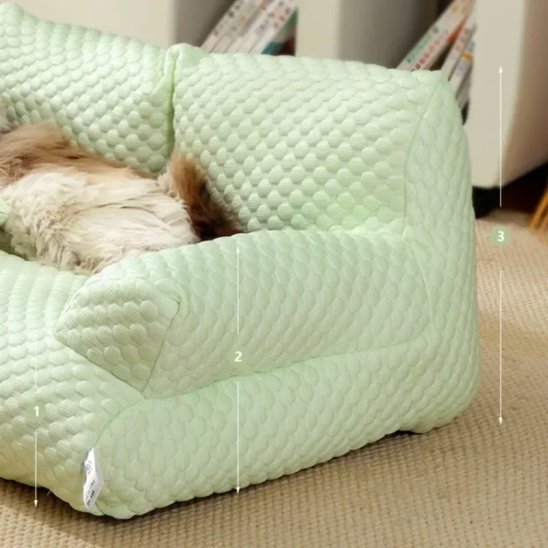 Cat Summer Beds Pet Sofa Dog Nest Removable Washable Waterproof Breathable Ice Silk Soft Cat Bed Small Kitten House