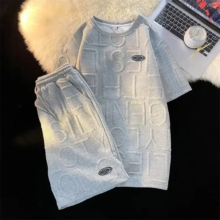 Trendy Casual Suit Men's Fashionable Five-piece Set Elegant Summer Simple Style Loose Fitting Long Sleeve Business Attire