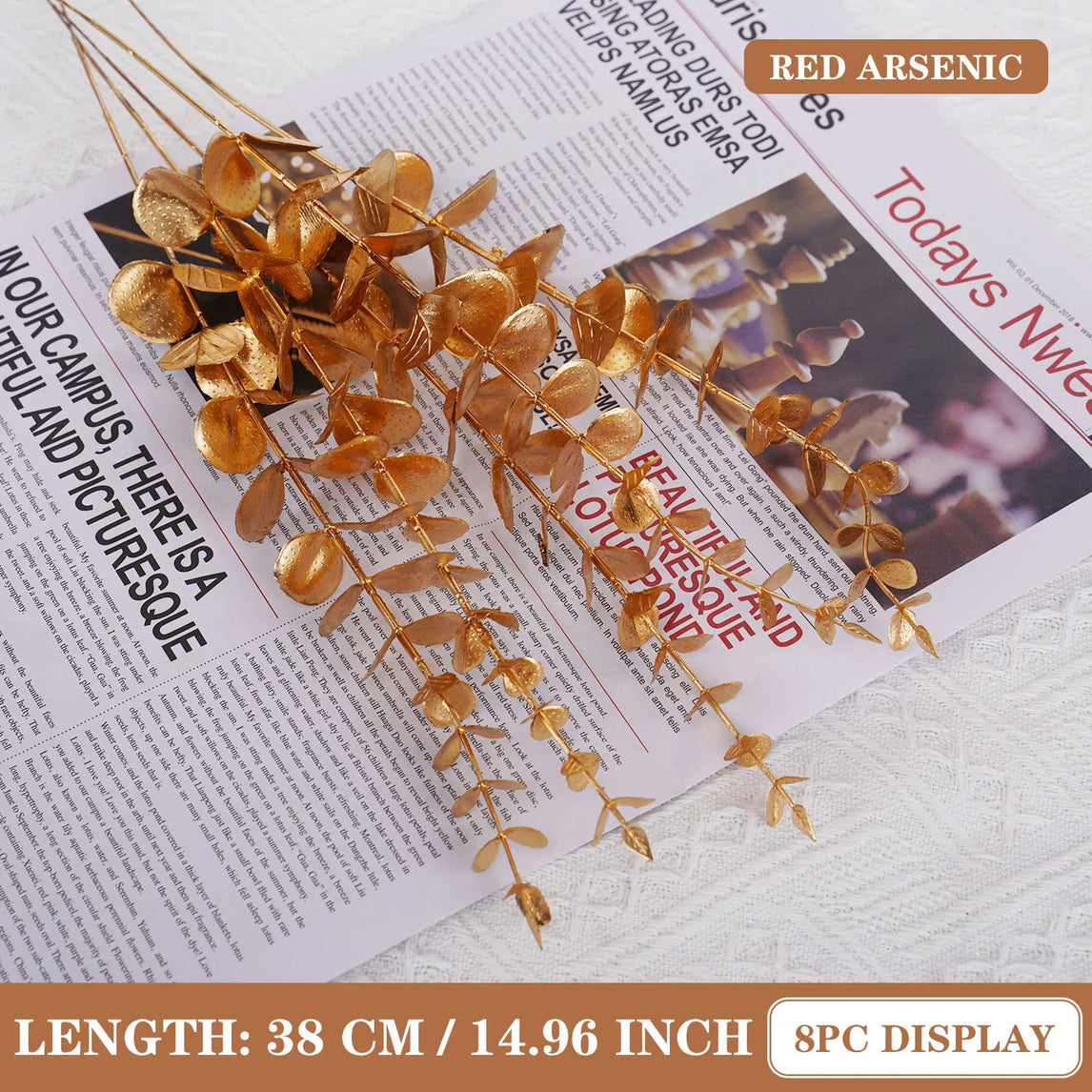 5pcs/Lot Artificial Gold Eucalyptus Branch Stem Artificial Plants for Wedding Flower Arrangement Greenery Home Decoration