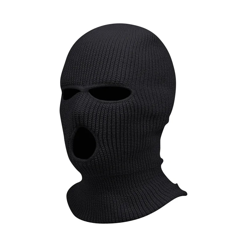 3Holes Winter Warm Unisex Balaclava Mask Hat Embroidery Full Face Mask Knitted Cycling Ski Snowboard Hat Cap Hip Hop Beanie Gift