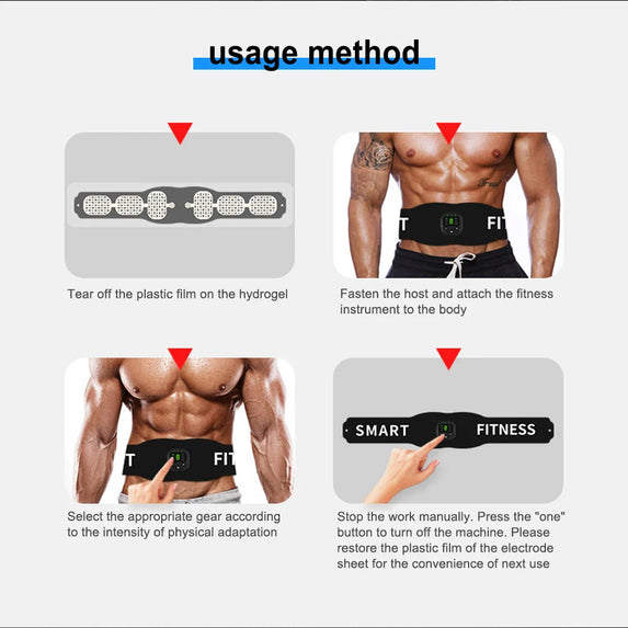 EMS Muscle Stimulator Belly Weight Loss Smart Slimming Waist Band Exercise Massager Body Shaping 19 Modes Gym Fitness Equiment