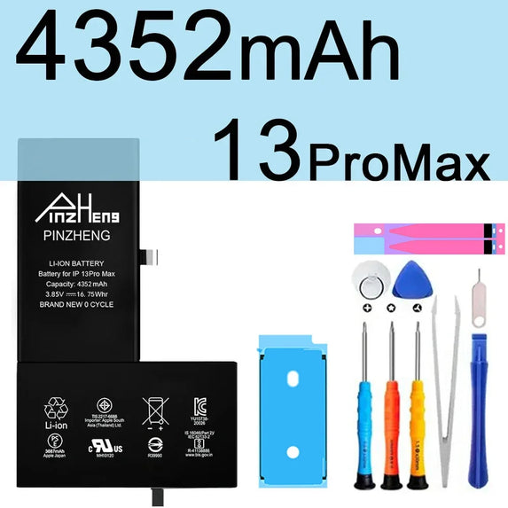 PINZHENG Battery For iPhone X XR XS 11 12 13 Mini Max Pro Promax Real High Capacity Replacement Bateria Warranty One Year