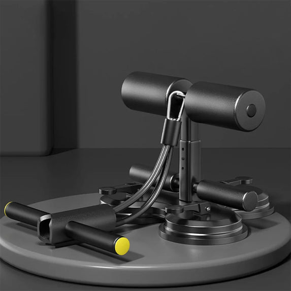 Sit Up Floor Holder with 3 Suction Cup Situp Bar Assistance Device with Pull Rope Sit Up Exercise Equipment for Home Office Gym