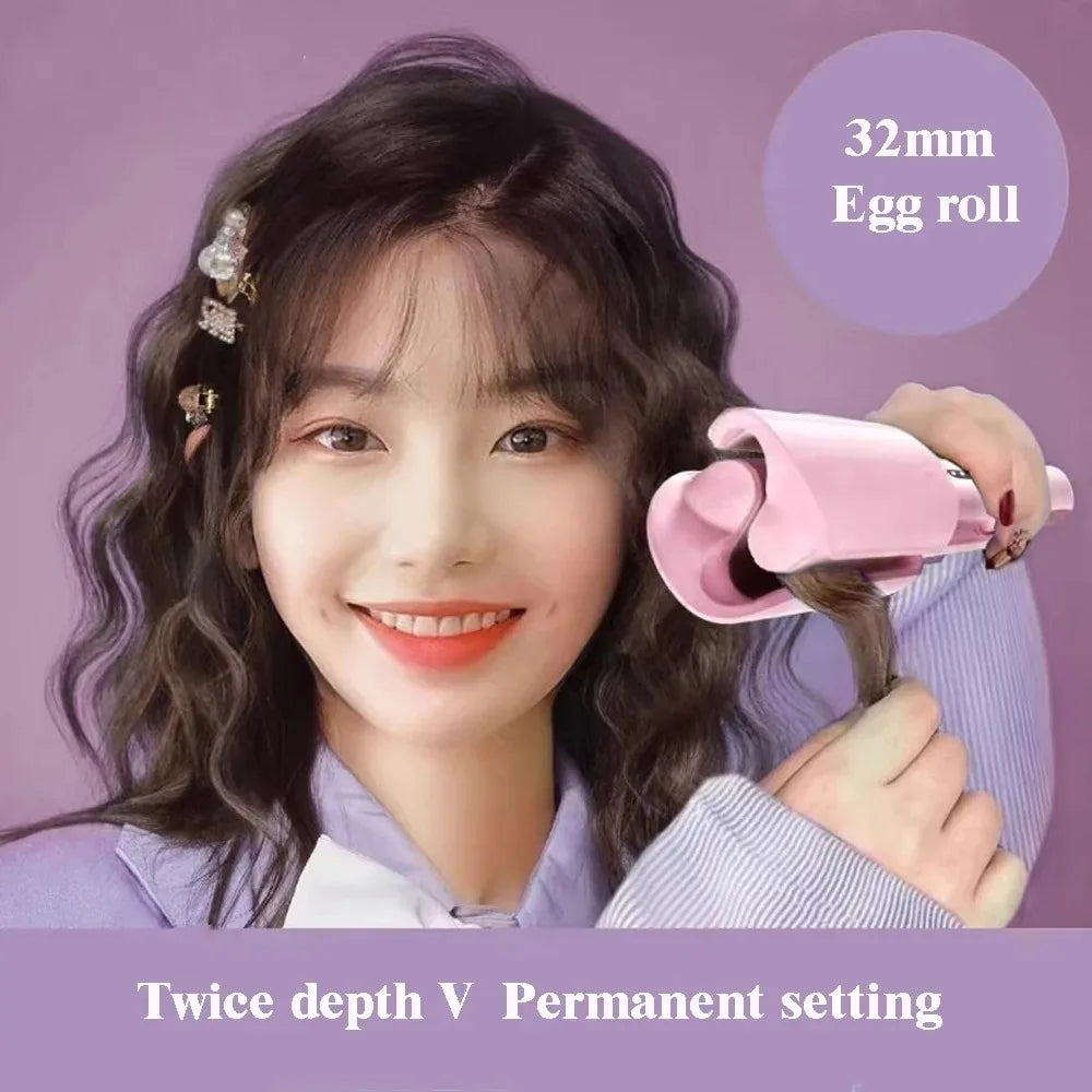 32MM Hair Curler Curling Tool Egg Roll Lasting Styling Fast Heating Deep Wave Electric Curling Iron 4 Temperature Adjustable