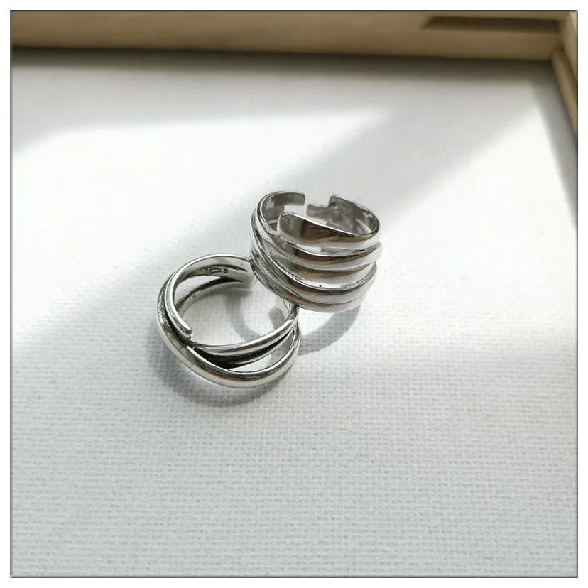 VENTFILLE 925 Sterling Silver Finger Rings New Fashion Creative Cross Hollow Chain Geometric Party Jewelry Gifts