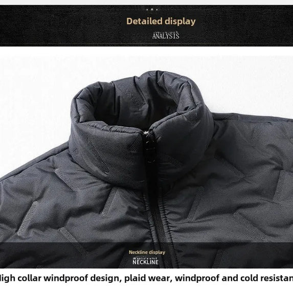Men's Cotton Jacket Lamb Velvet Winter Loose Outerwear Fleece Lined Thick Warm Windproof Stand Collar Casual Jacket