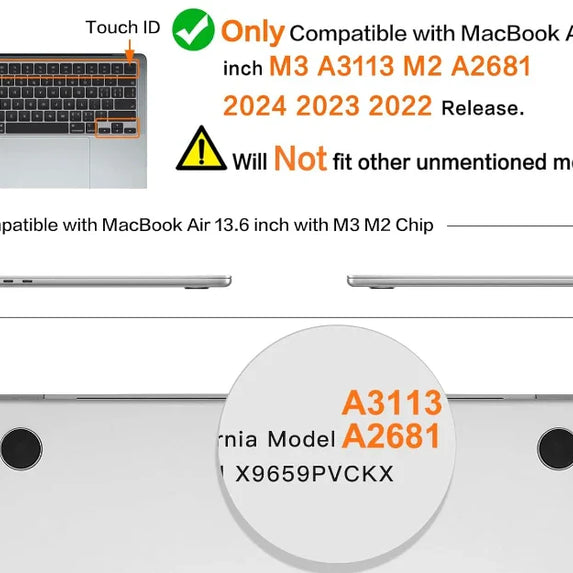 Laptop case for MacBook Air 13 Cover 2018-2023 A2337 M1 A2179 A1932 Plastic Hard Shell MacBook Pro 14 A2992 M2 A2918 A2779 A2442