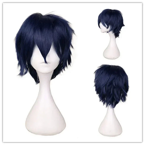 Universal Short Cosplay Wig Silver Red Pink Blonde Grass Green Black Straight Men's Wig for Halloween Cosplay Costume Party