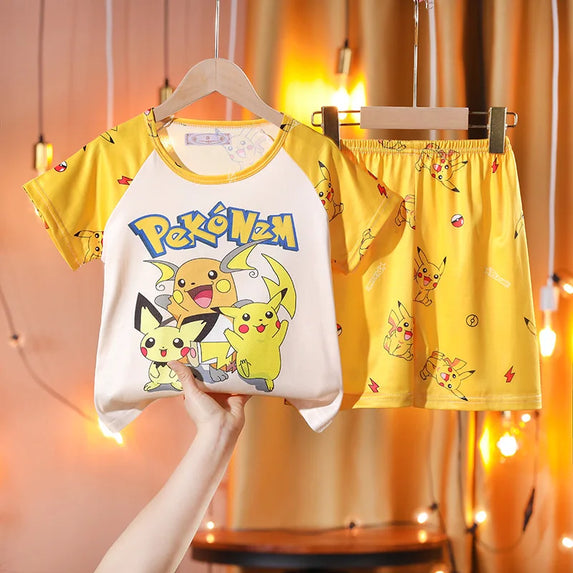 Fashion Kids Clothes Boys Girls Sets Cartoon Home Clothing Set Comfortable Pajamas T-shirt Shorts Suit