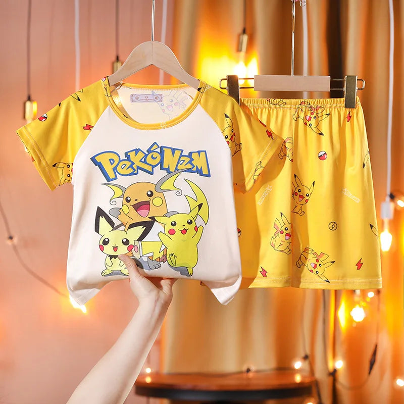 Fashion Kids Clothes Boys Girls Sets Cartoon Home Clothing Set Comfortable Pajamas T-shirt Shorts Suit