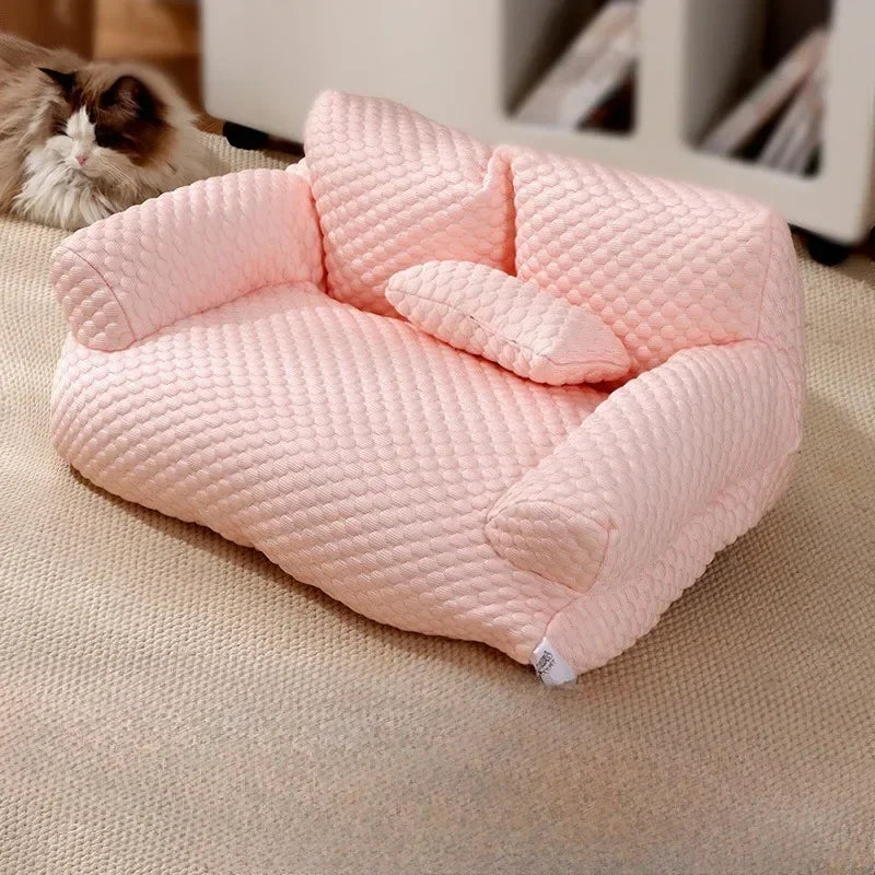 Cat Summer Beds Pet Sofa Dog Nest Removable Washable Waterproof Breathable Ice Silk Soft Cat Bed Small Kitten House