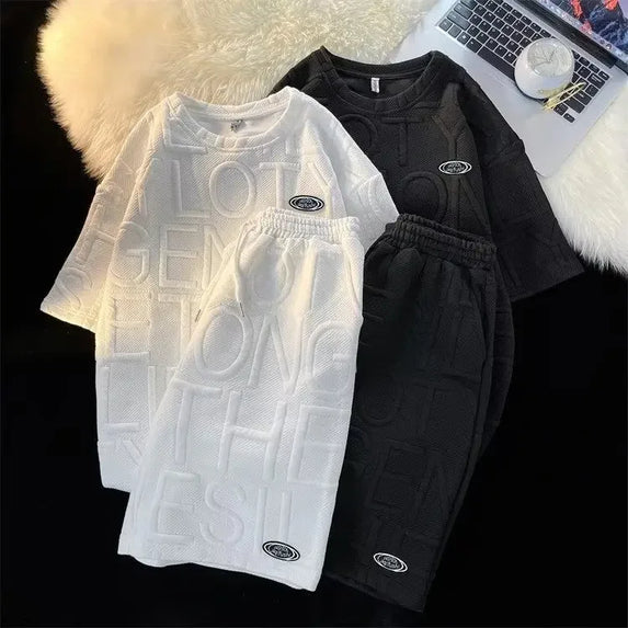 Trendy Casual Suit Men's Fashionable Five-piece Set Elegant Summer Simple Style Loose Fitting Long Sleeve Business Attire