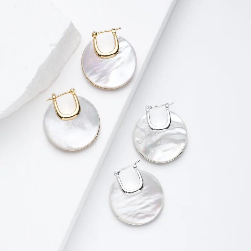 Luxury Pearl Shell Earring Ring Brooch Jewelry Set, Natural Stone Ring & Flower Earring,Women's Elegant Clothing Decoration Gift