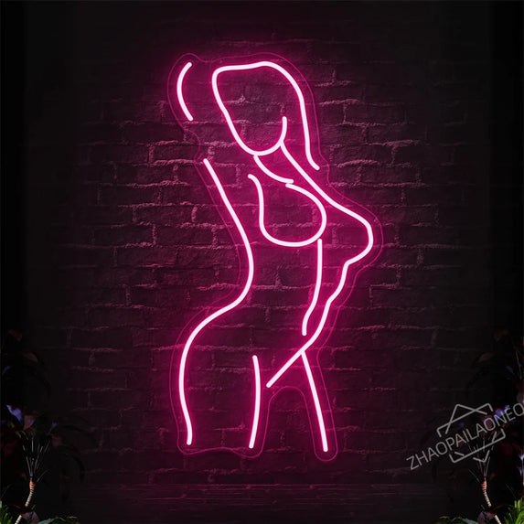 Sexy Lady Body Pink LED Neon Light Sign Wall Decor Dimmable LED Lights Bedroom Living Bar Club Decorations Game Room Party Gift