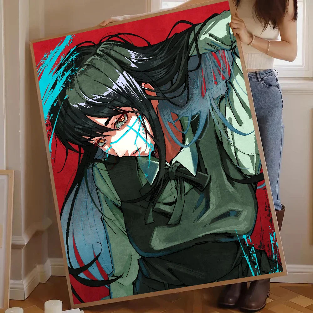chainsaw man  Poster Self-adhesive Art Waterproof Paper Sticker Coffee House Bar Room Wall Decor