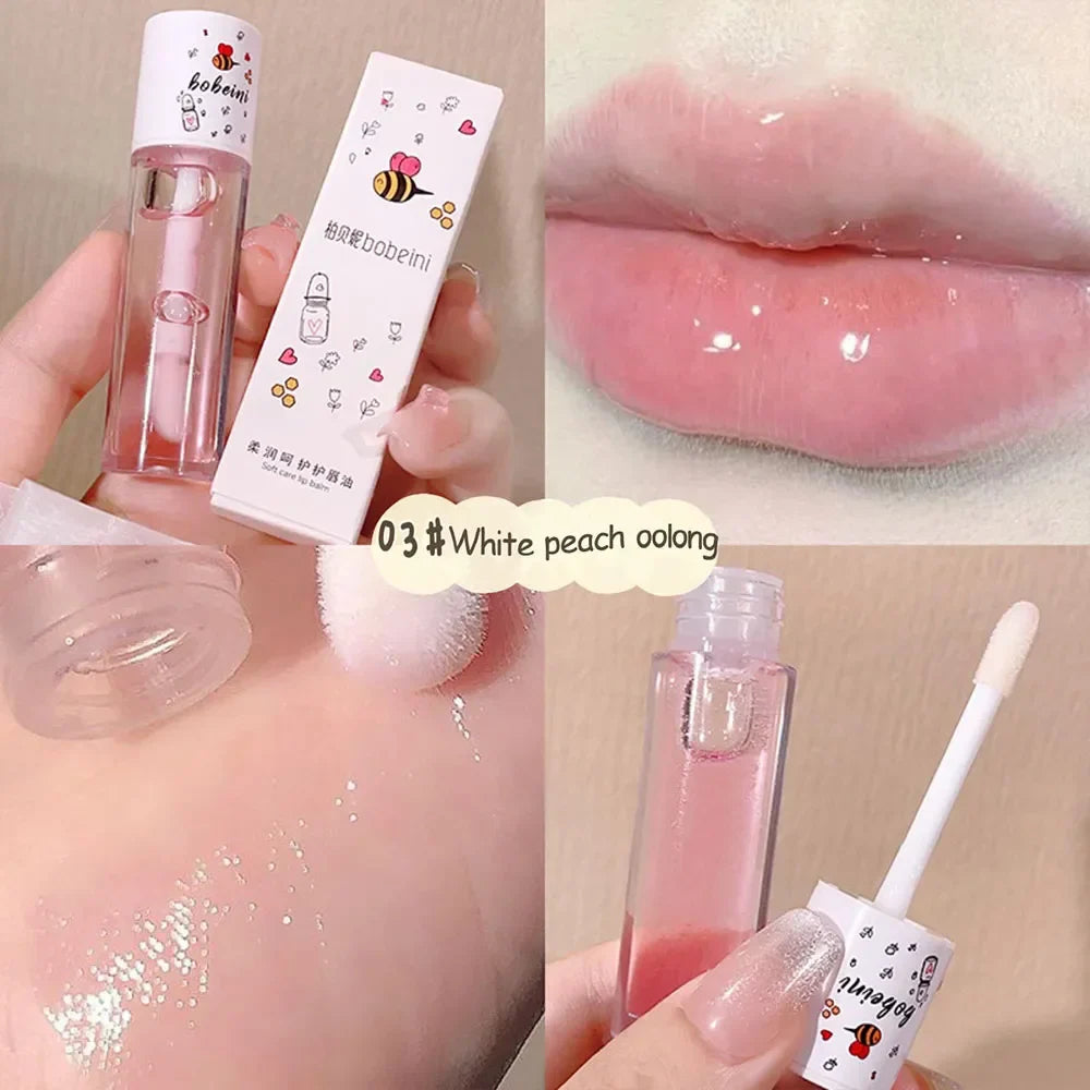 Peach Milk Lip Oil, Bee Lip Balm, Moisturizing Lip Balm, Soothing and Hydrating Lip Oil, Easily Repairs Dry, Cracked Lips