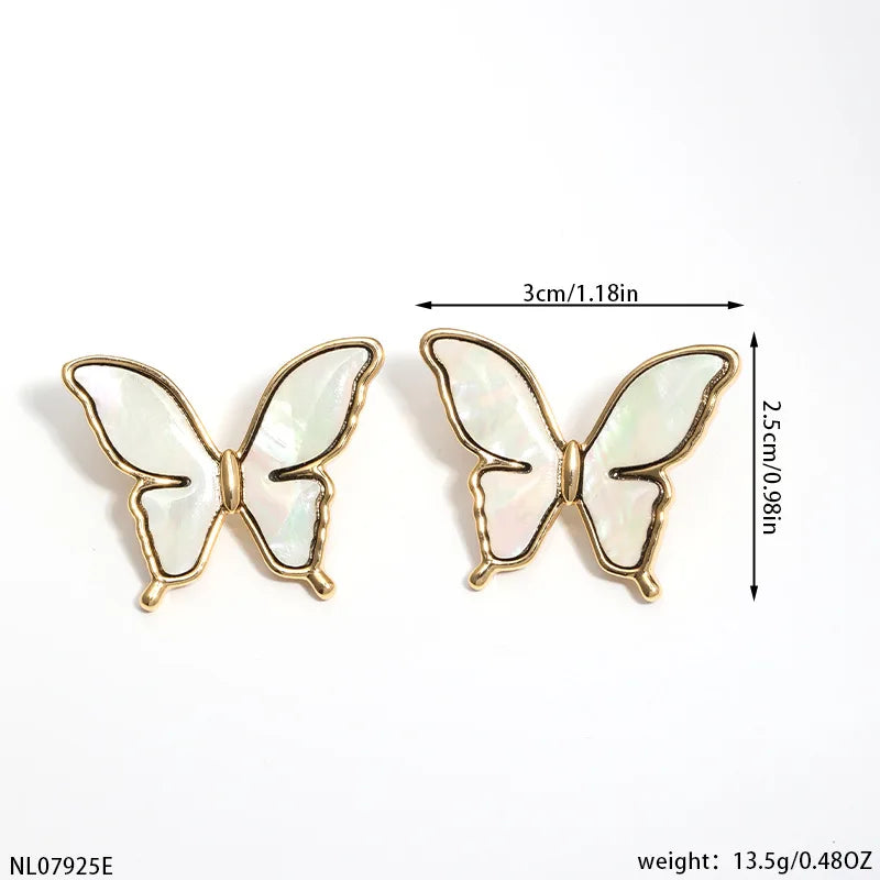 Luxury Pearl Shell Earring Ring Brooch Jewelry Set, Natural Stone Ring & Flower Earring,Women's Elegant Clothing Decoration Gift