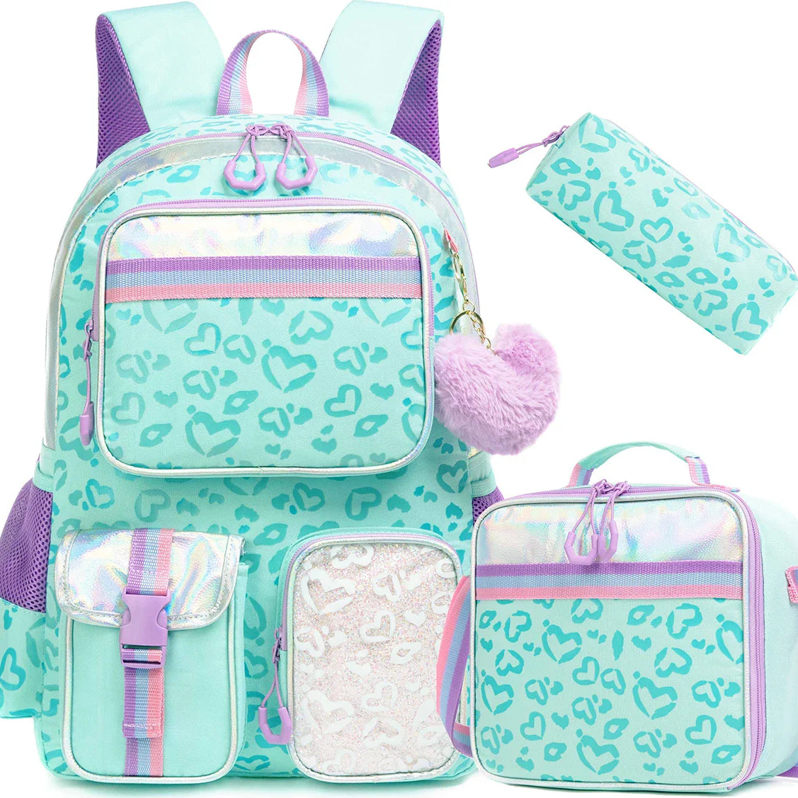 Meetbelify Backpack for Girls Schoolbag Aesthetic Backpack for Elementary Student Teen Girls Bookbag with Lunchbox and Penbag