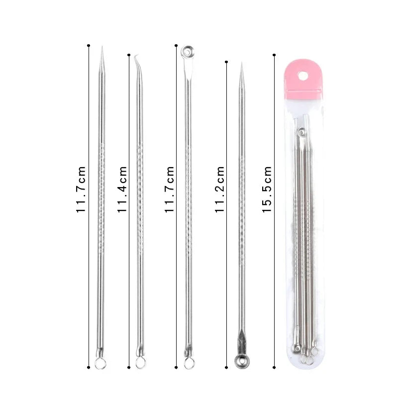 4Pcs Pimple Popper Tool Kit, Blackhead Remover Acne Needle Tools Set Removing Care Comedone Whitehead Popping Zit Skin Care Tool