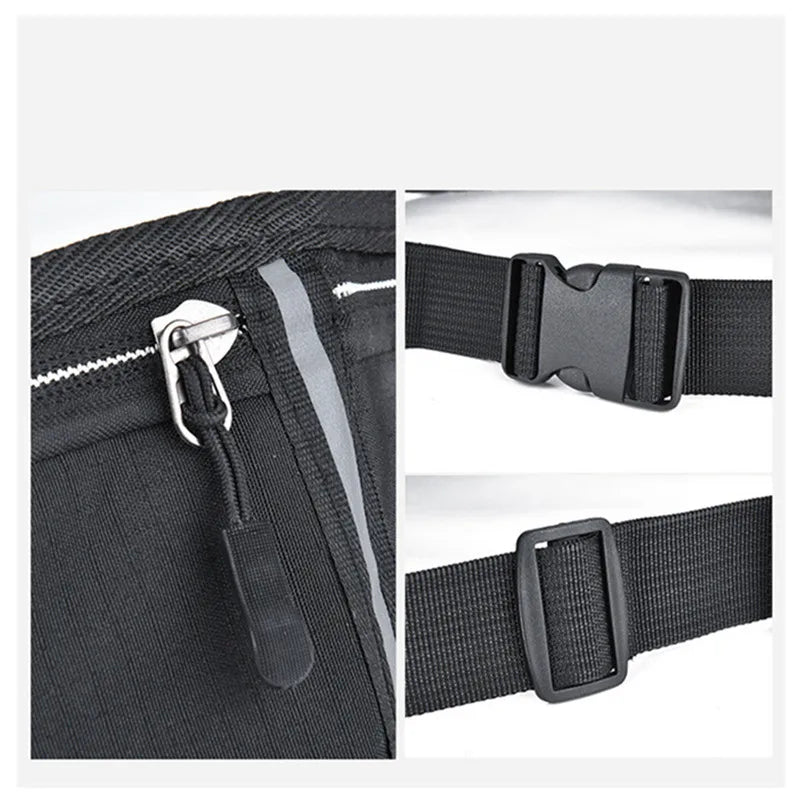 Running Waist Bag Lightweight Waterproof Reflective Strip Waist Fanny Pack Gym Sport Running Waist Pack Adjustable Elastic Strap