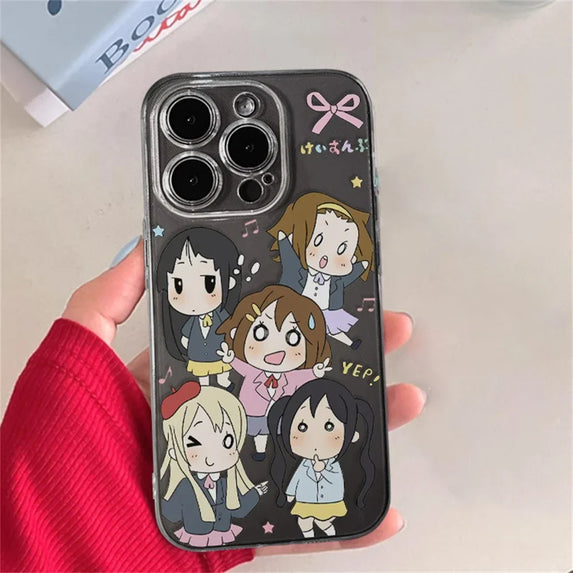 Japanese Anime K-ON! Clear Case for iPhone 15 16 Plus 12 13 mini 11 14 Pro Max XR Ultra Thin Anti-Scratch Soft Silicone Cover