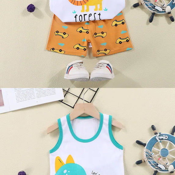 Children Sets Kids Vest Suit 2PCS Set Summer Cotton T-Shirt Girl Shorts Clothes Children Boys Girls Sleeveless Suit Wear Cloth