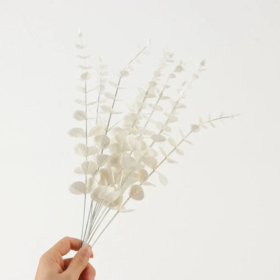 5pcs/Lot Artificial Gold Eucalyptus Branch Stem Artificial Plants for Wedding Flower Arrangement Greenery Home Decoration