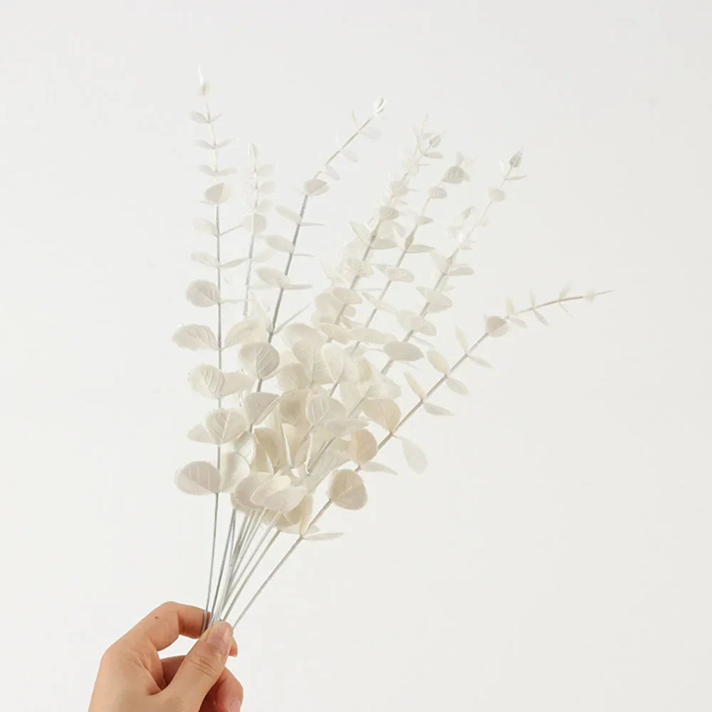 5pcs/Lot Artificial Gold Eucalyptus Branch Stem Artificial Plants for Wedding Flower Arrangement Greenery Home Decoration