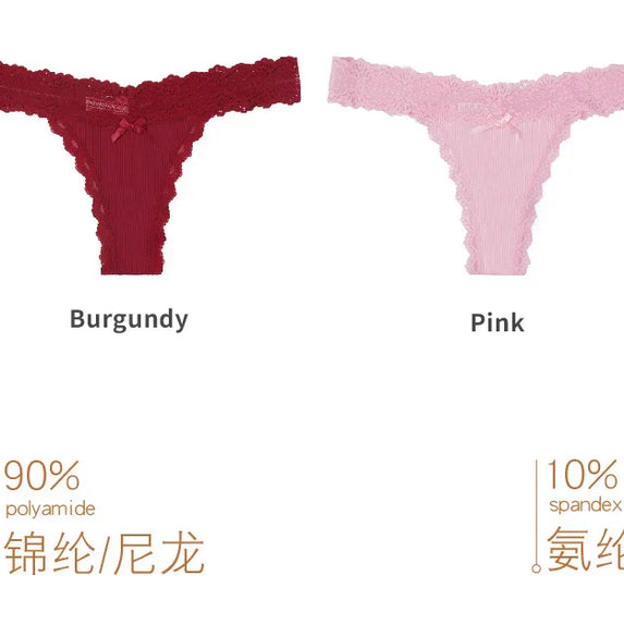 Lace Floral Women Panties Low Waist Breathable Briefs Female Thong Underwear Solid Sexy G-String Transparent Panty