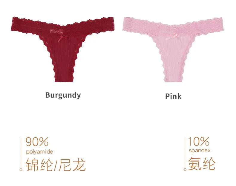 Lace Floral Women Panties Low Waist Breathable Briefs Female Thong Underwear Solid Sexy G-String Transparent Panty