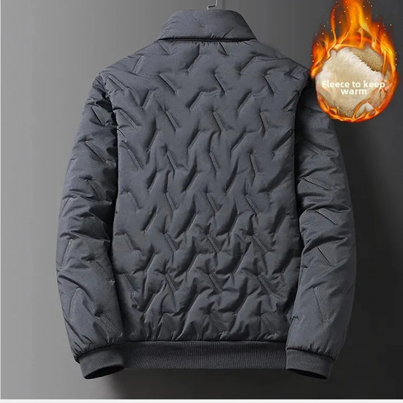 Men's Cotton Jacket Lamb Velvet Winter Loose Outerwear Fleece Lined Thick Warm Windproof Stand Collar Casual Jacket