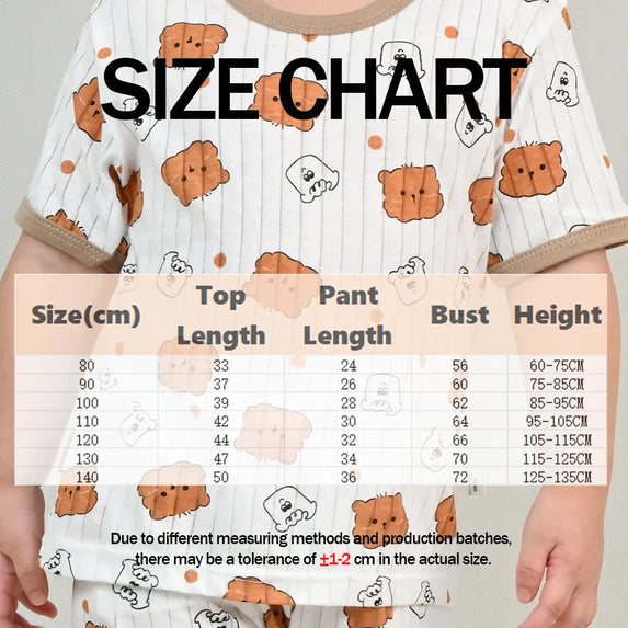 Children's Clothing Summer Boy Girl Home Sleepwear Sets Kids Cotton Short Sleeve T-Shirt Tops with Shorts Toddler Baby Pajamas
