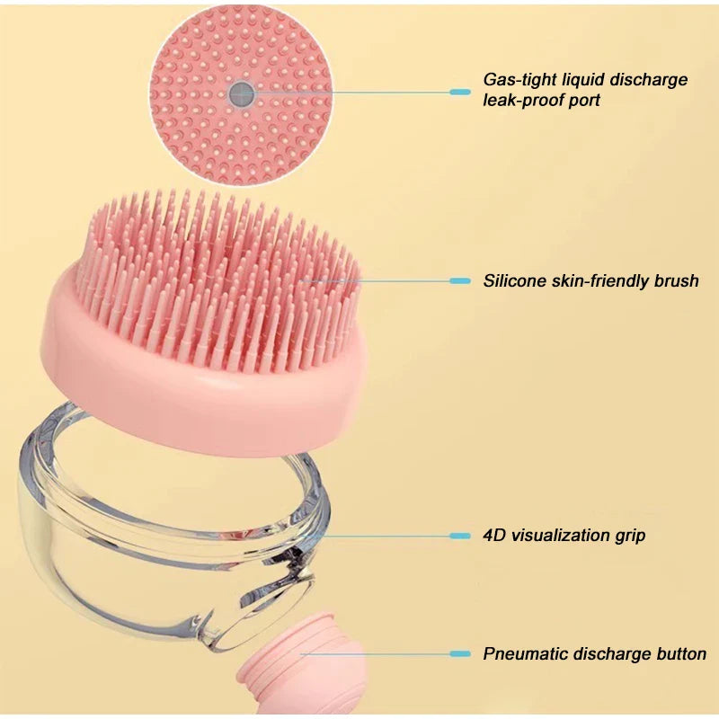 Pet Bath Brush 2025 New 2 In 1 Dog Bath Brush With Built-in Shampoo Dispenser Pet Wash Brush Dogs Cats Grooming Massage Brush