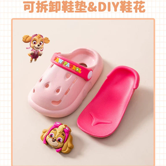 PAW PATROL Kids' Garden Shoes Boy and Girl Indoor Non-slip Soft Sole Slippers Breathable Deodorant Cute Cartoon Bow-Top Sandals