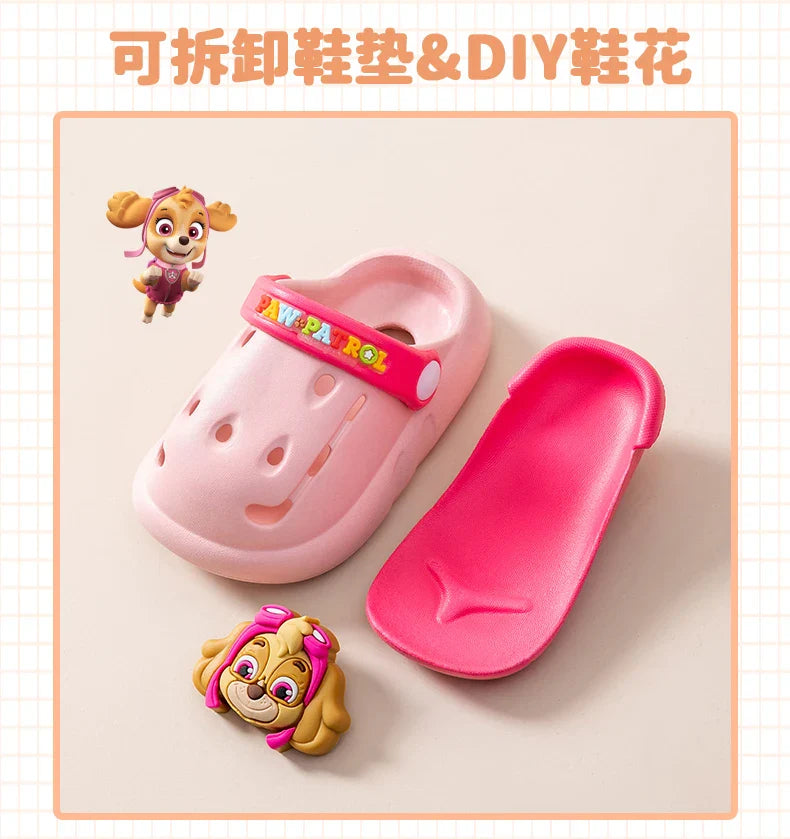PAW PATROL Kids' Garden Shoes Boy and Girl Indoor Non-slip Soft Sole Slippers Breathable Deodorant Cute Cartoon Bow-Top Sandals